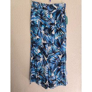 Mynah Pants Womens Large Wide Leg Tropical Beach Pull On S 100% Viscose